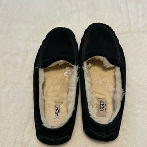 Black suede driving moccasin